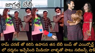 రామ్ చరణ్ తో కలిసి ఉపాసన తన బేబీ బంప్ తో ఎయిర్ పోర్ట్ లో దర్శనం ఇచ్చేసింది