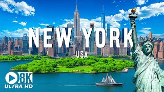 New York 8K UHD – Flying Over The City That Never Sleeps: The Famous Statue Of Liberty