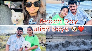 Day with boys 🐶❤️🐶 | Beach Day 🌊🌞| ඒ දෙන්නගේ Dayout එක 🥹🤗 | අයියගෙයි මල්ලිගෙයි කෝලම් 😆🐶 #puppies