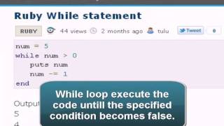 Ruby Tutorial: While statement