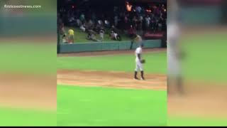 Streaker tackled at Jumbo Shrimp Game