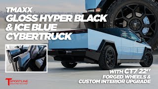 Cybertruck Two-Tone Wrap \u0026 Matching Custom Interior! Ice Blue Body \u0026 Black Upper Color TMaxx PPF