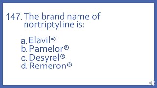 Top 200 Drugs Practice Test Question - The brand name of nortriptyline is (PTCB NAPLEX NCLEX Test)