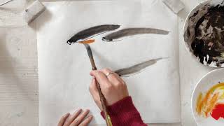 how to draw a fish 🐟in chinese brush painting/sumie painting 🎨水墨画入门，画鱼