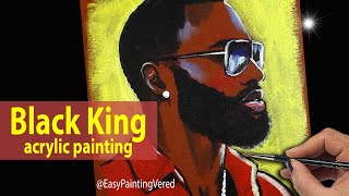 How to paint a BLACK KING | Acrylic Painting for beginners | African Art | Step by Step