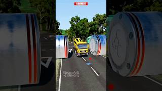 Trucks VS Giant Bollards Crash - BeamNG.Drive #shorts #truck #jcb #beamngdrive #car
