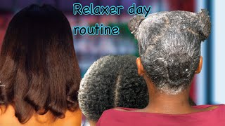 Updated FULL RELAXER DAY ROUTINE | Relaxer touch up on new growth | last relaxer touch up of 2021