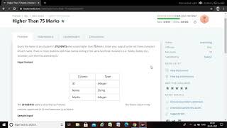 HackerRank SQL tutorial 3 || Higher Than 75 Marks Query Solution || DBMS