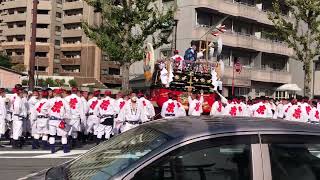 令和4年9月24日　戸畑祇園大山笠行事　飛幡八幡宮祇園大祭中日　東大山笠　幟山笠がお汐井汲みの場より明治通り　旭町を経て中央通りを南下していきます！