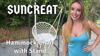 SUNCREAT Hammock Chair with Stand | Safe and Cute! Best Indoor/Outdoor Chair Hammock Swing