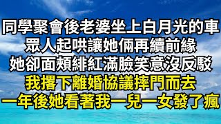 同學聚會後老婆坐上白月光的車，眾人起哄讓她倆再續前緣，她卻面頰緋紅滿臉笑意沒有反駁，我撂下離婚協議摔門而去，一年後她看著我一兒一女發了瘋【清風與你】#深夜淺讀 #花開富貴#一口氣看完#小說