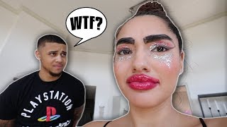 I did my makeup HORRIBLY to see how my boyfriend would REACT!!