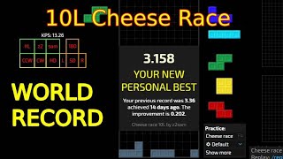 WR - 10L Cheese Race 3.158 seconds | Jstris | z2sam