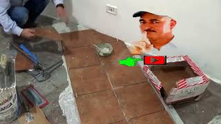 How to install a diagonal tile floor. Laying the tiles