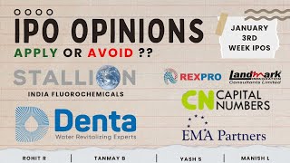 Stallion Fluoro, Denta Water, Capital Numbers, EMA \u0026 other Jan 3rd week IPOs: Primary Market Chatter