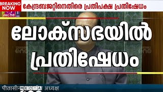 കേന്ദ്ര ബജറ്റിനെതിരെ ലോക്സഭയിൽ പ്രതിപക്ഷ പ്രതിഷേധം | Loksabha