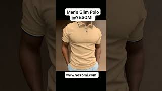 Men’s Slim Polo Shirt Rib Striped T-shirt Top