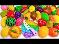 Cutting Plastic Fruit and Vegetables, Apple Orange | Plastic vs Squishy ASMR Pop it