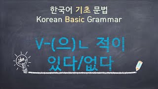 eng)Korean Basic Grammar [V-(으)ㄴ 적이 있다/없다] / 한국어 기초 문법 [V-(으)ㄴ 적이 있다/없다] / Learning Korean /한국어 배우기