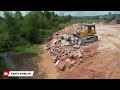Amazing Huge Land Reclamation Process Power Moving Stones By Komatsu Dozers, Trucks Transport Rocks