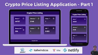 Crypto Price Listing Website using Tailwind and Jquery - Part1(Figma To Code)
