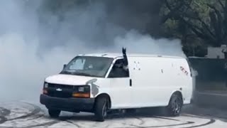 Big block Chevy express burnout vans first rip!