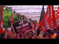 bjp workers hold a protest rally against congress government in rajasthan