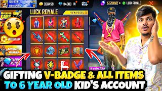 Gifting New Weapon Royale,V Badge Criminal Bundles😍 And 10,000💎To 6 Year Old Boy -Garena Free Fire