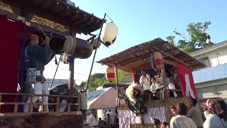 調布大祭千ヶ瀬町(本宮)滝ノ上囃子連と日向和田囃子連の競り合い   2023