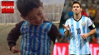 Lionel Messi FAN Wearing Bag Shirt FOUND In Afghanistan