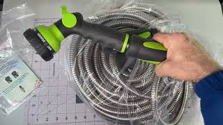 360Gadget Garden Hose - Water Hose 100 FT Review, really flexible hose with ergonomic nozzle with us