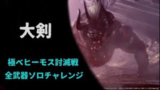 【MHW】極ベヒーモス 全武器ソロクリア達成 大剣 ソロ 29'02\