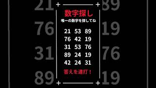 【数字探し018LV1】#数字探し#脳トレ#間違い探し#頭の体操♯パズル♯老化防止♯脳年齢♯脳の診断♯テスト♯ナンプレ#脳力♯認知 #脳神経♯トレーニング♯判断力#ドーパミン#若返