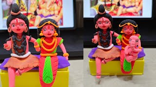 shiv parvati and ganesh idol making using clay | shiv parvati बनाना सीखे | clay art 🍁