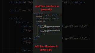 Add Two Numbers In Javascript | #html #javascript #codewithharry