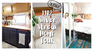 OUR HOME TOUR of SELF BUILT 34' VINTAGE Silver Streak Camper