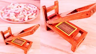 How to make a wooden vegetable cutter at home ll onion , potato slicer...