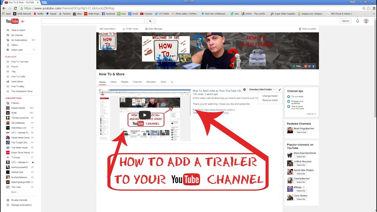 How To Add A Channel Trailer To Your Youtube Channel Youtube