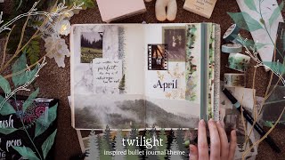 April 2022 Twilight-inspired bullet journal theme with waterfall tabs *calming* | Plan With Me