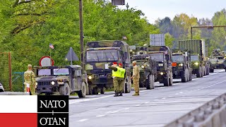 Hundreds US Military Vehicles Arrive at Ukraine Border and Convoy to Ukraine
