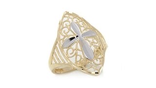 Michael Anthony Jewelry 10K 2Tone Filigree Cross Ring