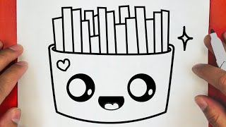 HOW TO DRAW CUTE FRIES BOX , STEP BY STEP, DRAW Cute things