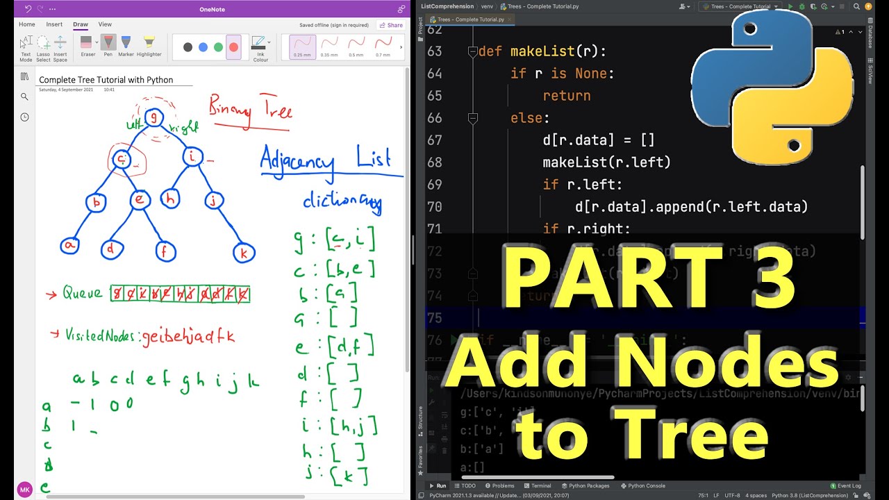 Part 3 - Insert Nodes Into The Binary Tree Implemented In Python - YouTube