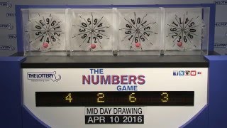 Midday Numbers Game Drawing: Sunday, April 10, 2016