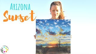 Acrylic Painting Tutorial | How to Paint a Sunset in the Desert