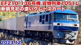 【JR貨物 濃いグレースカートのEF210-136号機 貨物列車1051レ 2023.12】