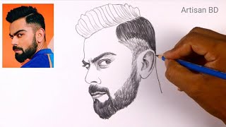How To Draw Virat Kohli pencil sketch, virat kohli cricket player from India #viratkohli