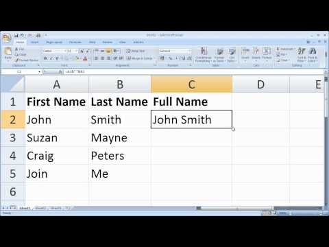 Excel: join two text fields (first name and last name)