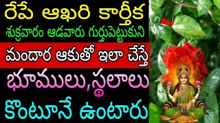 రేపు ఆఖరి కార్తీక శుక్రవారం ఆడవారు గుర్తుపెట్టుకుని మందారాకుతో ఇలాచేస్తే భూములుస్థలాలు కొంటూనేఉంటారు