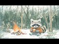 snowy warmth lofi u0026 japanese jazz with a cozy raccoon 4k